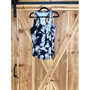 Balance Collection Tie Dye Racerback Tank Top Black Cream Athletic Womens XL
